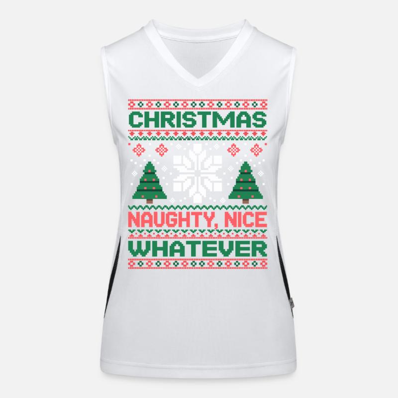 Weihnachts Pixel Sweat Naughty Nice Whatever Funktionelles Kontrast-Tank Top für Frauen