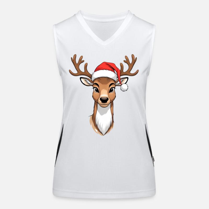 Rentier mit Santa Hut Funktionelles Kontrast-Tank Top für Frauen