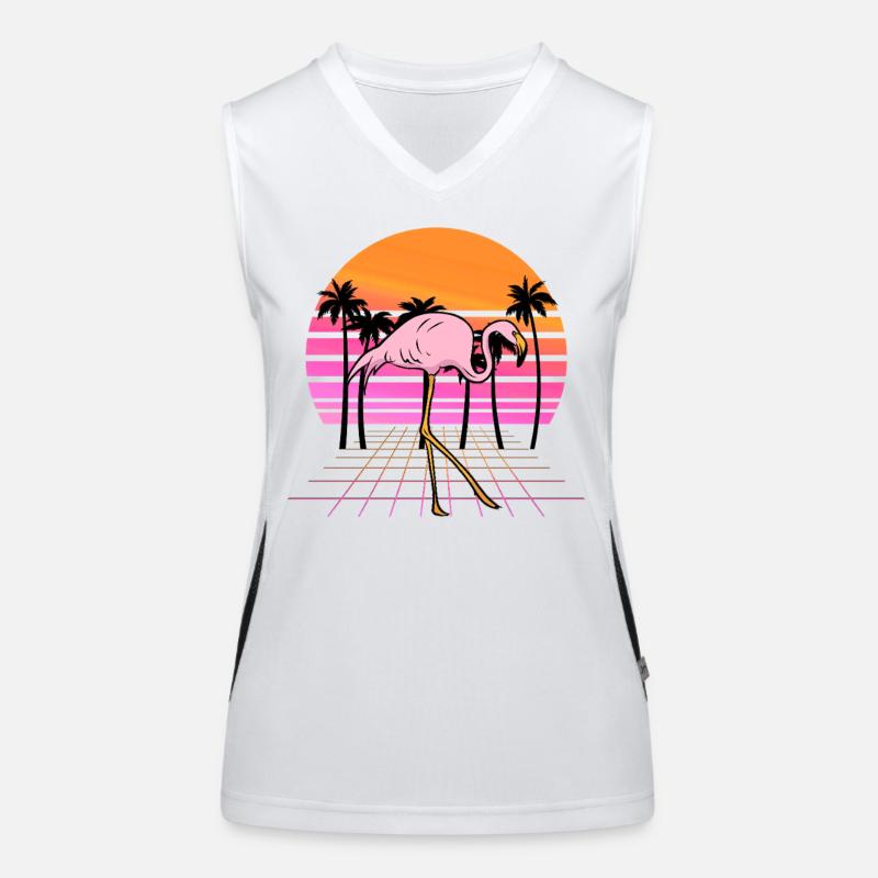 Flamingo Neon Sunset Rétro Débardeur respirant contrasté Femme