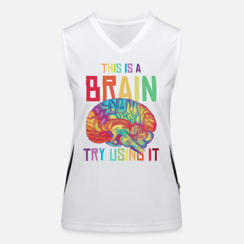 Neon Rainbow Brain Saying Women's Functional Contrast Tank Top