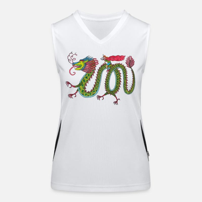 Drache mit lesendem Reiter Funktionelles Kontrast-Tank Top für Frauen