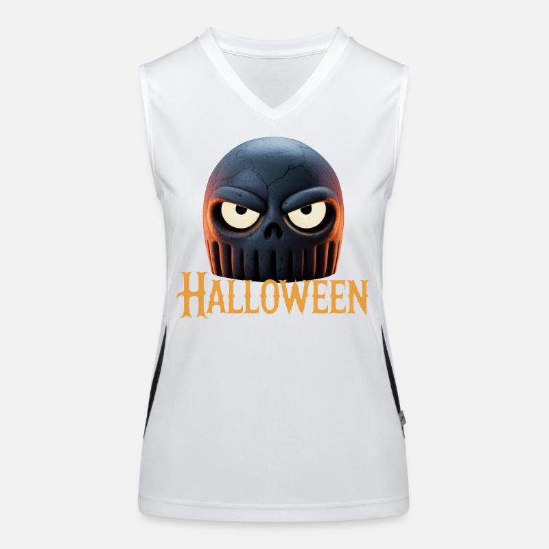 Feuer Schädel Halloween | Hexe süsses oder saures Funktionelles Kontrast-Tank Top für Frauen