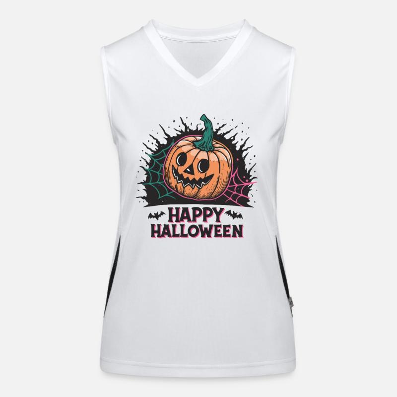 Smiling Pumpkin Halloween Women's Functional Contrast Tank Top