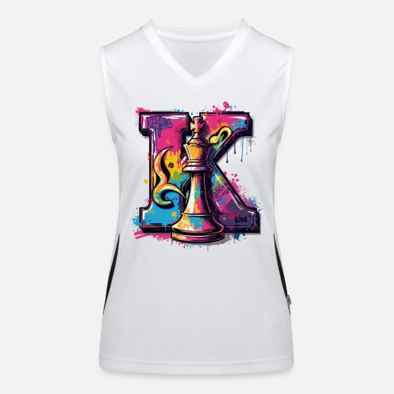King in Graffiti Artwork Chess Women's Functional Contrast Tank Top