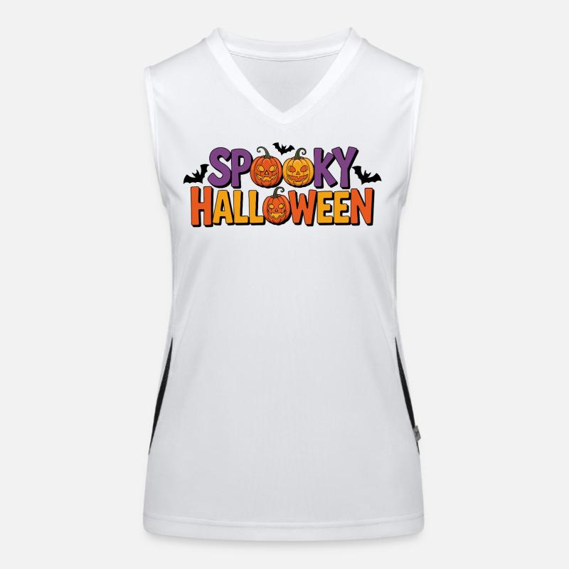 Spooky Halloween Pumpkin Lettering Women's Functional Contrast Tank Top