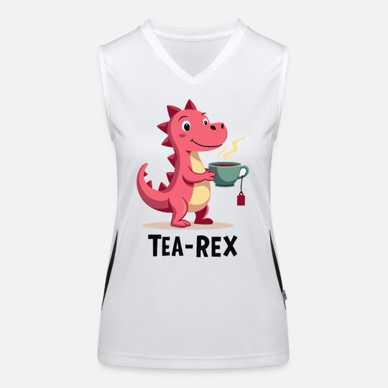Tea-Rex Dino liebt Tee Funktionelles Kontrast-Tank Top für Frauen
