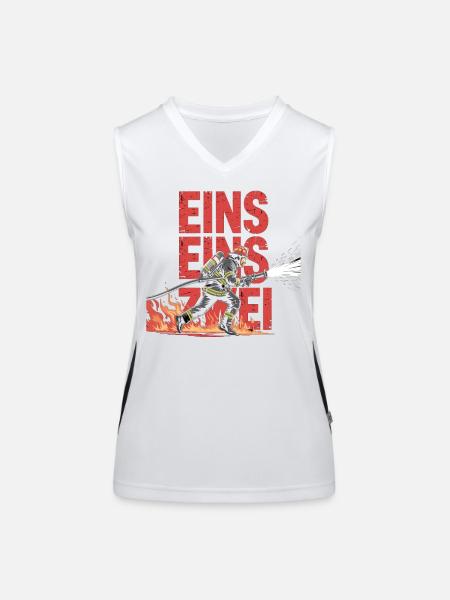 Fire Brigade Saying – 112 Emergency Call Hero in Action - Women's Functional Contrast Tank Top - white/black - Front