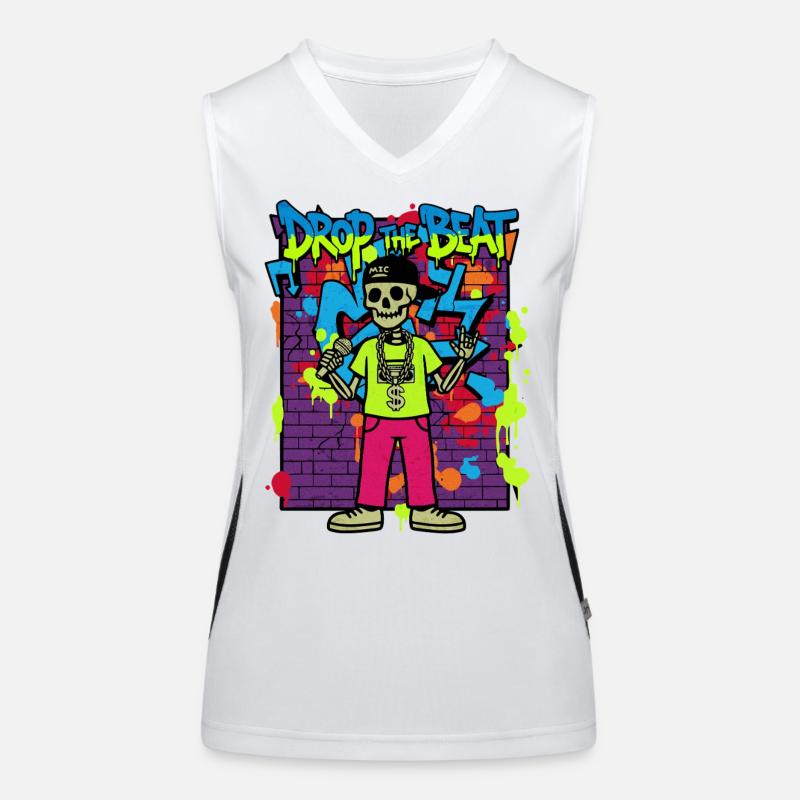 Drop the Beat – Neon Skeleton Rapper Graffiti Années 90 Débardeur respirant contrasté Femme