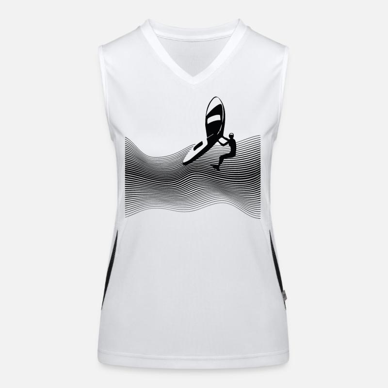 Wingfoiler on graphic waves - Women's Functional Contrast Tank Top - white/black