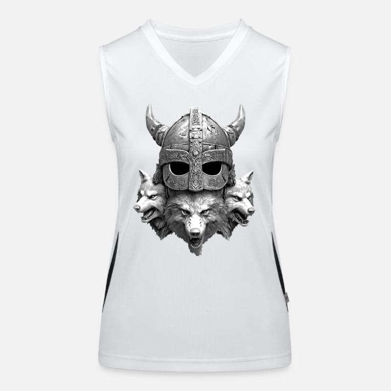 Wikinger Helm Wolf Funktionelles Kontrast-Tank Top für Frauen