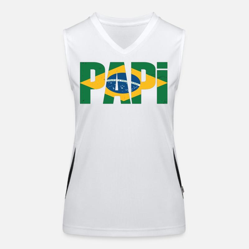Papi Brasilien Flagge – Geschenk für Väter Funktionelles Kontrast-Tank Top für Frauen