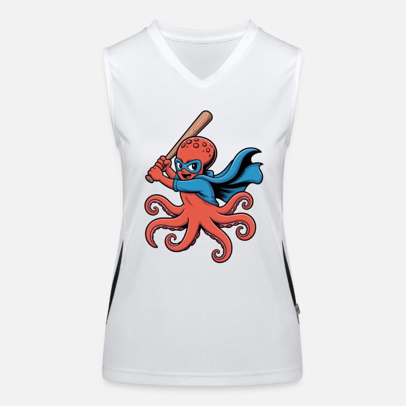 Baseball Oktopus Superheld Funktionelles Kontrast-Tank Top für Frauen