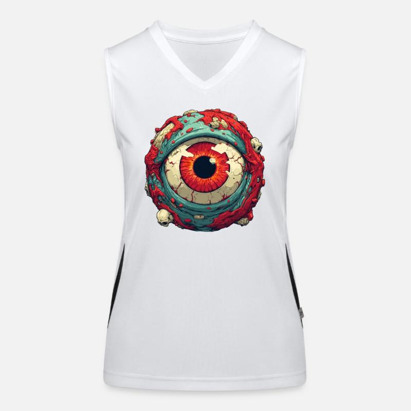 Crimson Eye Orb with Skulls - Women's Functional Contrast Tank Top - white/black