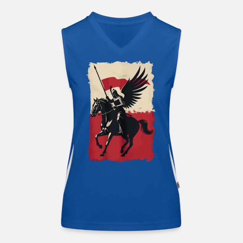 Polnischer Husar mit Flaggendesign Funktionelles Kontrast-Tank Top für Frauen