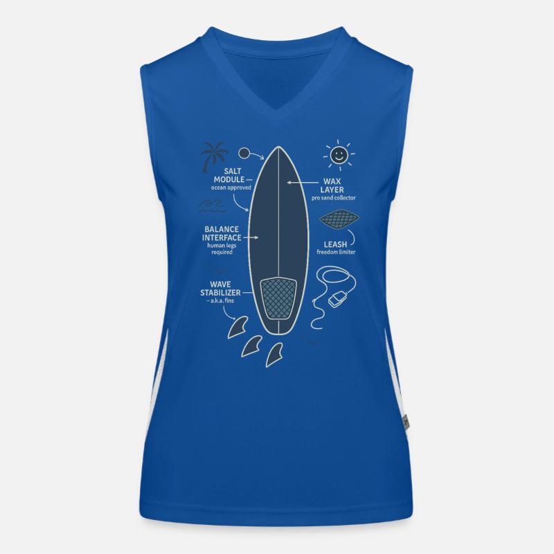 Surfboard Blueprint Funktionelles Kontrast-Tank Top für Frauen