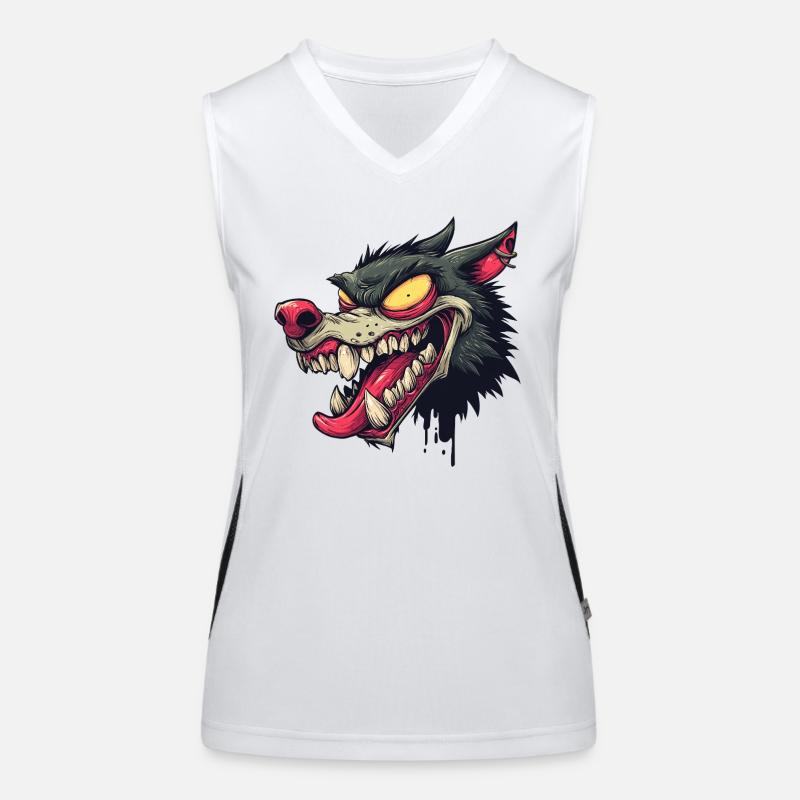 Ferocious Graffiti Wolf Head Women's Functional Contrast Tank Top