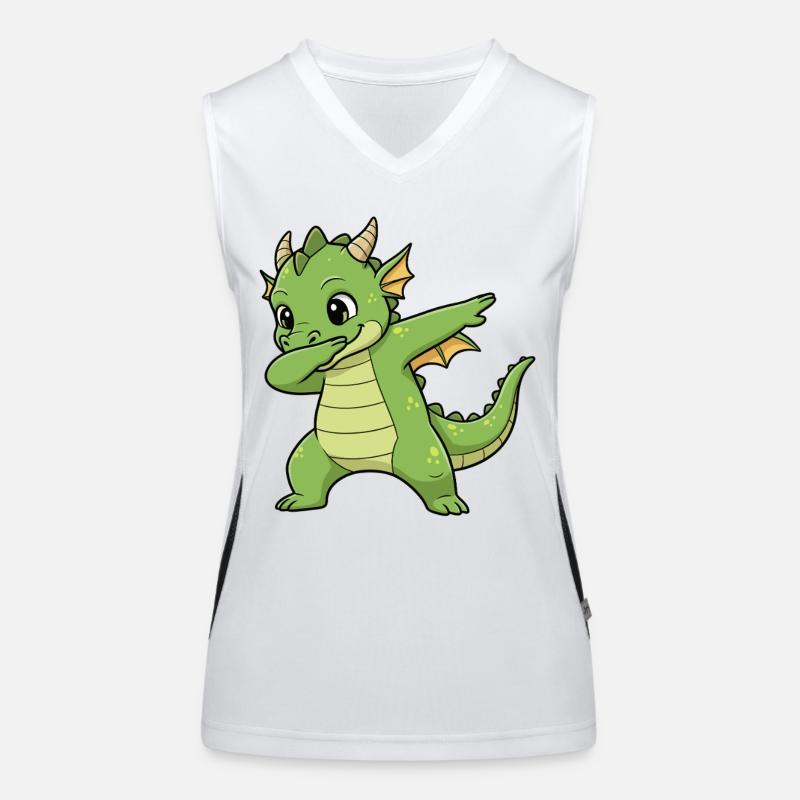 drôle Dragon Dab dessin animé Débardeur respirant contrasté Femme