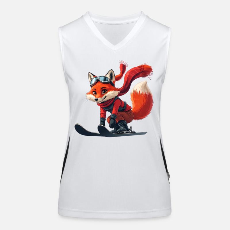 Fuchs Skifahrer Abenteuer Funktionelles Kontrast-Tank Top für Frauen