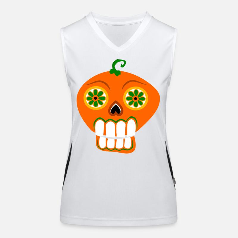Halloween Kürbis Schädel Kinder comic Zähne zeigen Funktionelles Kontrast-Tank Top für Frauen