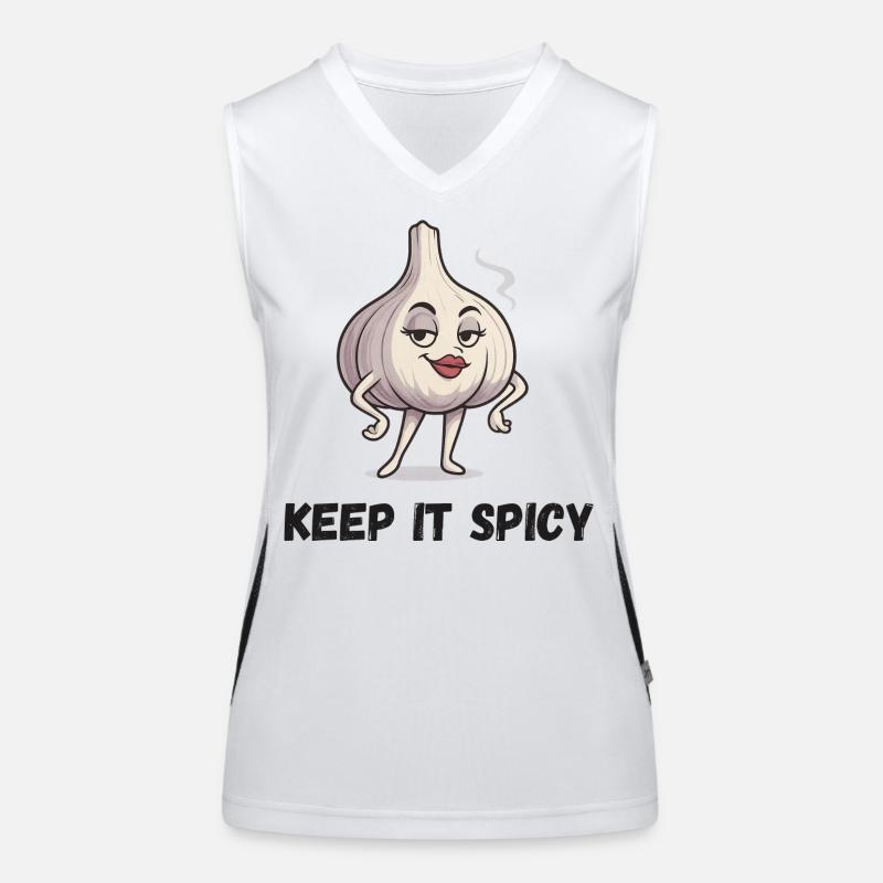 Knoblauch Charme Keep It Spicy Garlic Gemüse Funktionelles Kontrast-Tank Top für Frauen