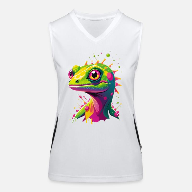 Bunte Echse Neon-Splash Funktionelles Kontrast-Tank Top für Frauen