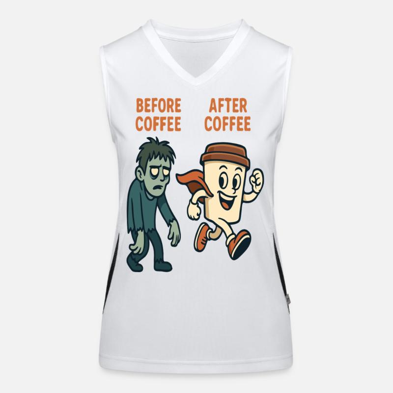 Vor dem Kaffee Nach dem Kaffee Funktionelles Kontrast-Tank Top für Frauen
