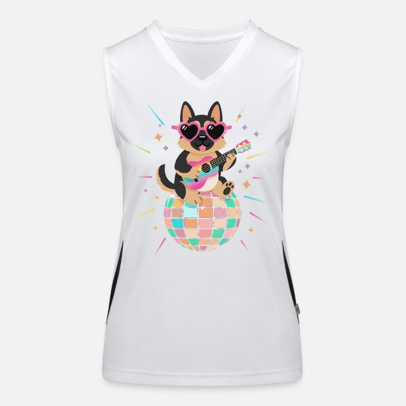 Deutscher Schäferhund Discokugel 80er Retro Lustig Funktionelles Kontrast-Tank Top für Frauen