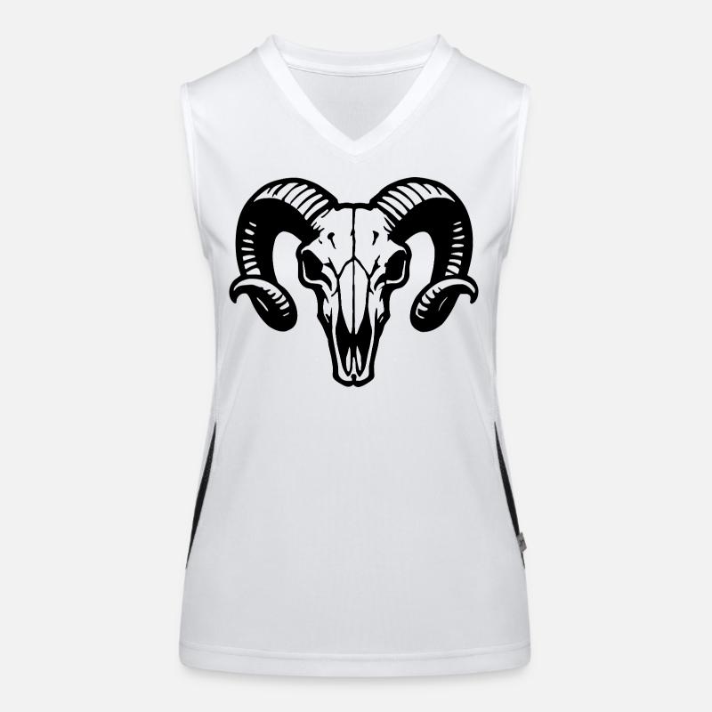 Widderkopf Schädel mit Hörnern - Rammbock Funktionelles Kontrast-Tank Top für Frauen
