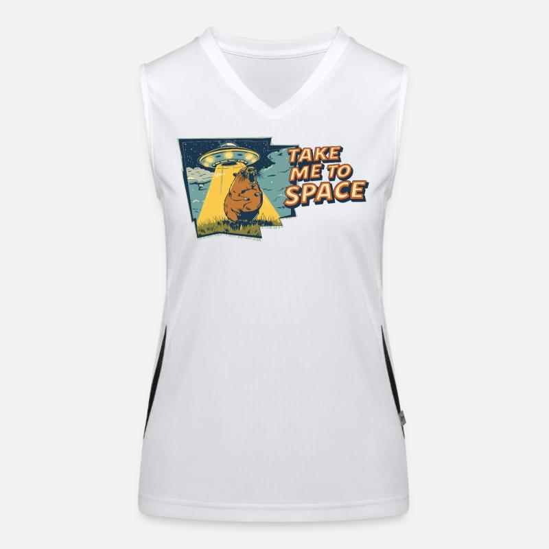 Take Me to Space Capybara UFO Pop-Art Funktionelles Kontrast-Tank Top für Frauen