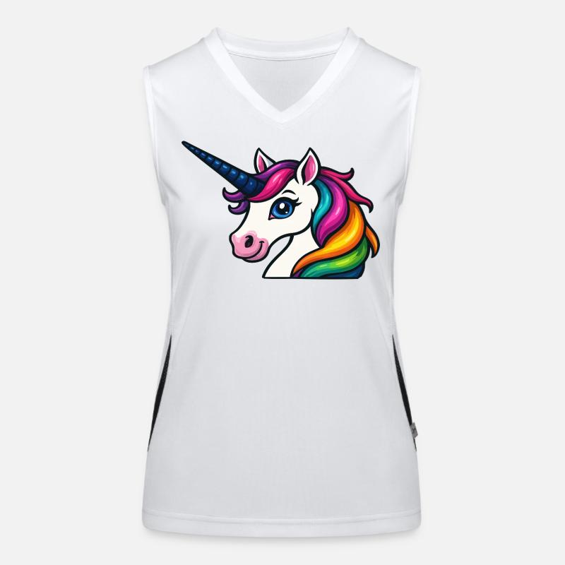 Strahlendes Regenbogen-Einhorn Funktionelles Kontrast-Tank Top für Frauen