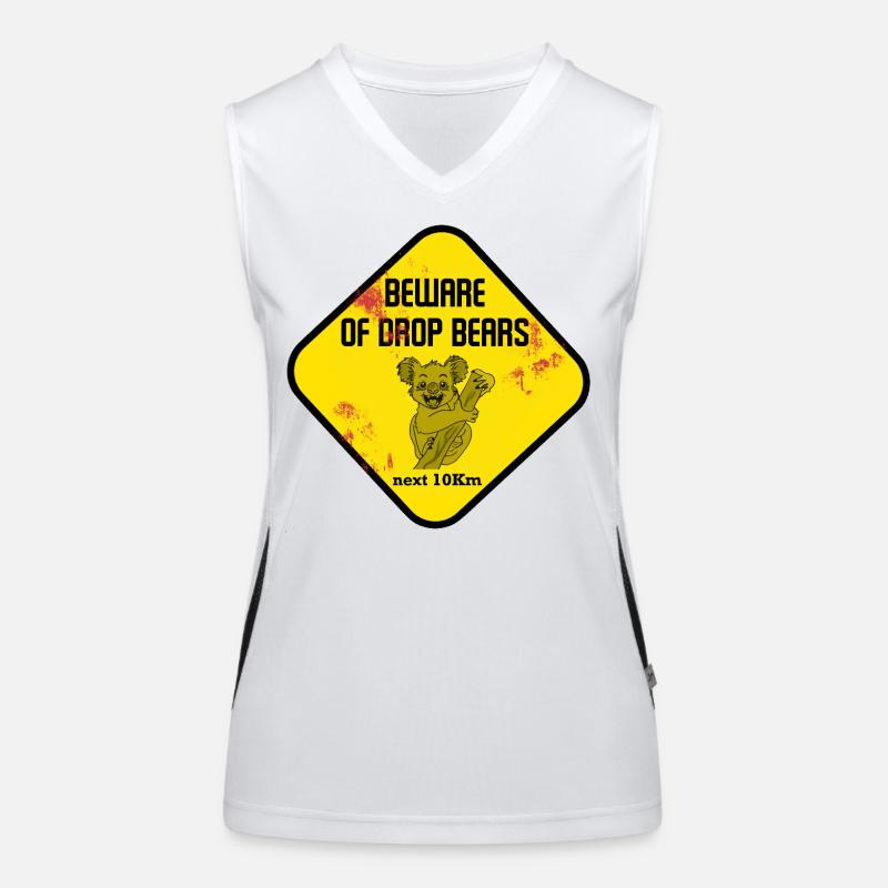 Warnschild Drop Bears Funktionelles Kontrast-Tank Top für Frauen