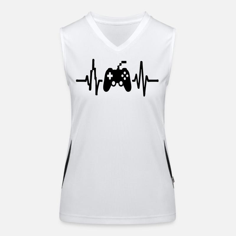 Heartbeat Gamer, conception d’art de ligne de manette de jeu Débardeur respirant contrasté Femme