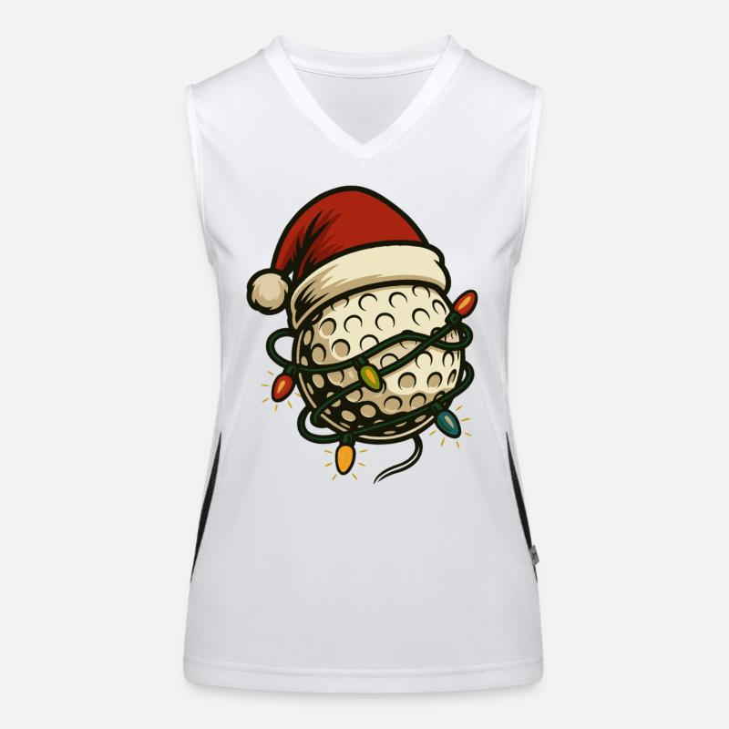 Frohe Weihnachten Golfball Santa Lights Spaß Funktionelles Kontrast-Tank Top für Frauen