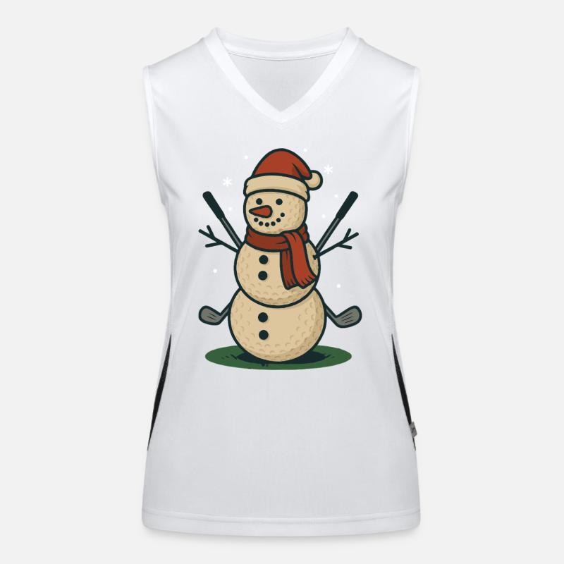 Funny Golf Snowman For Christmas Golfers Women's Functional Contrast Tank Top