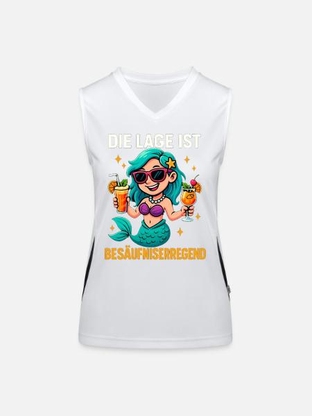 The location is drunken, mermaid - Women's Functional Contrast Tank Top - white/black - Front
