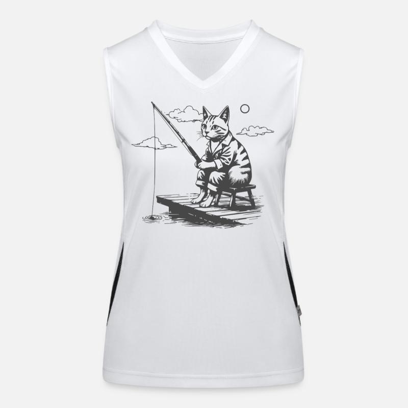 Nächtlicher Katzenangler Funktionelles Kontrast-Tank Top für Frauen