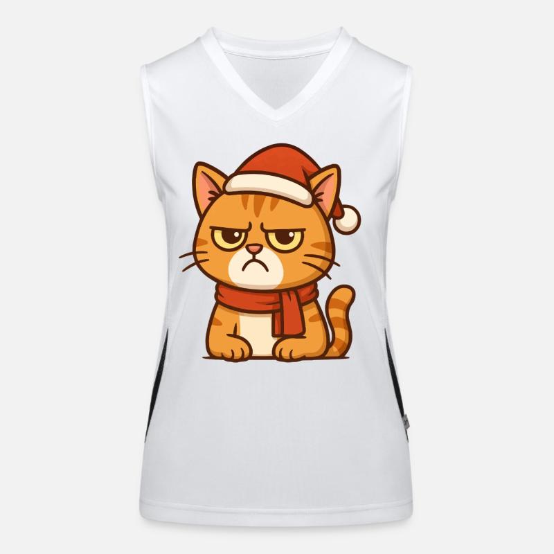 Grummiger Weihnachtskater Funktionelles Kontrast-Tank Top für Frauen