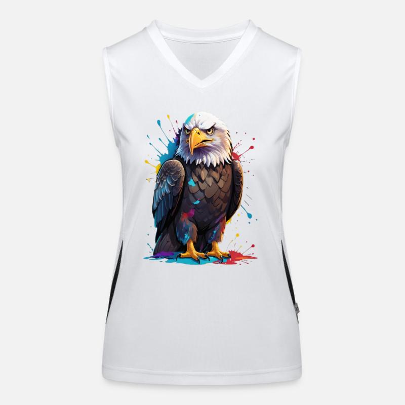 Bunter Adler mit Farbspritzern Funktionelles Kontrast-Tank Top für Frauen