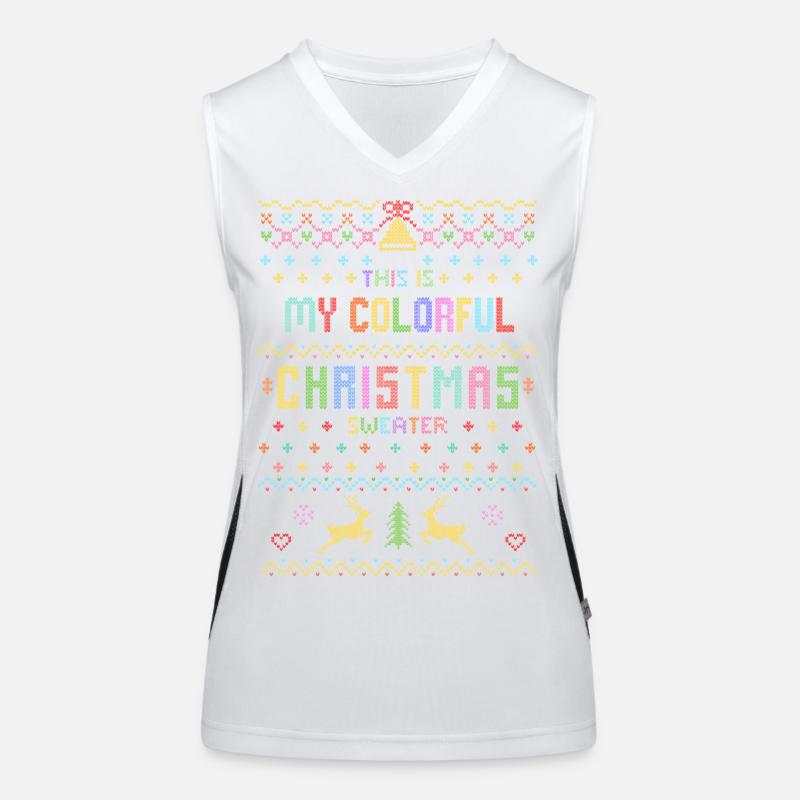 Pull de Noël laid renne de Noël coloré Débardeur respirant contrasté Femme
