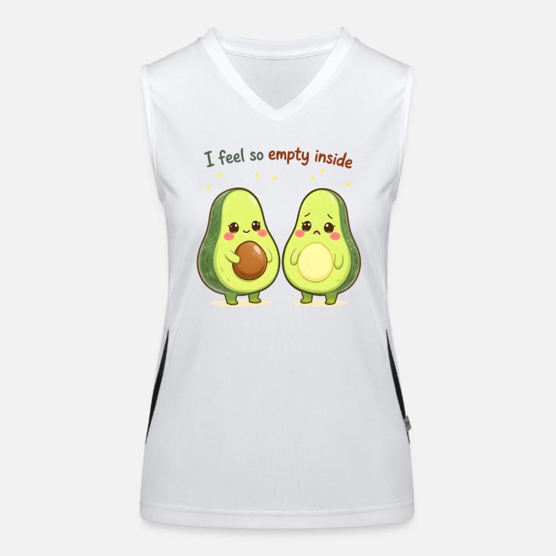 Süßes Avocado Design “I Feel So Empty Inside” Funktionelles Kontrast-Tank Top für Frauen