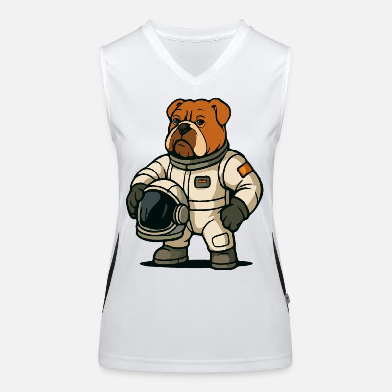 Mascotte astronaute bouledogue Débardeur respirant contrasté Femme
