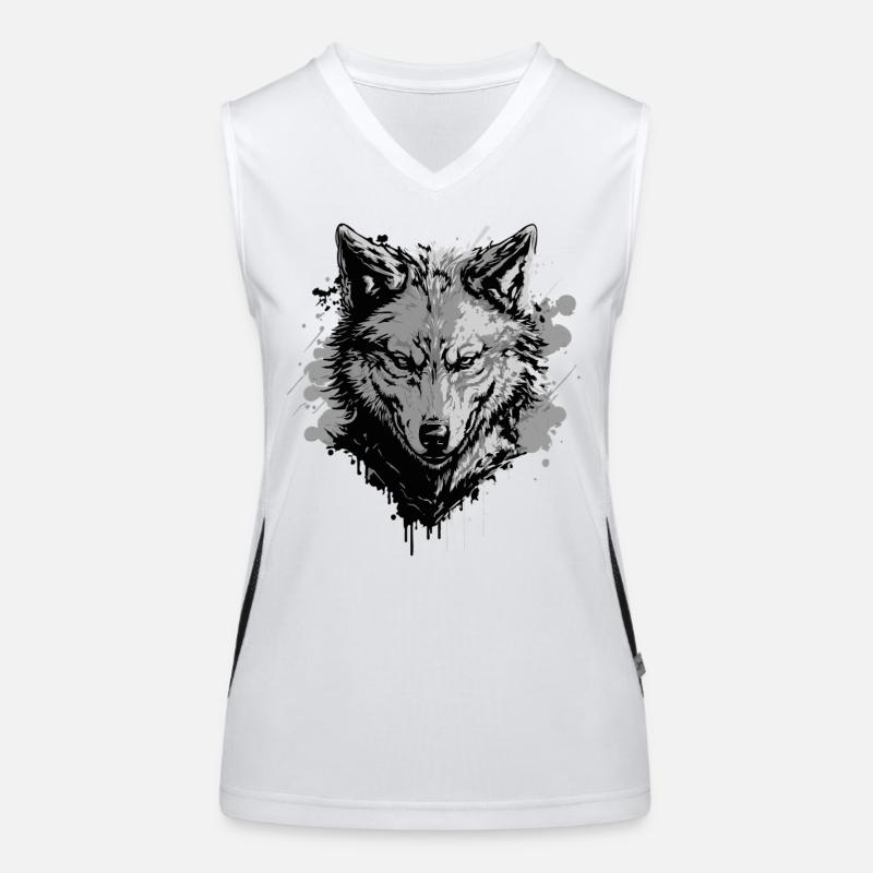 Grey Wolf – Strong Animal Motif Women's Functional Contrast Tank Top