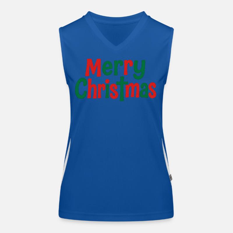 Merry Christmas Playful Text Art Women's Functional Contrast Tank Top