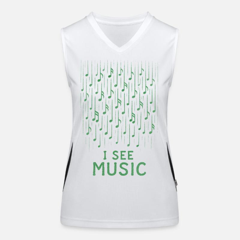 I See Music: Abstract Rain of Notes Women's Functional Contrast Tank Top