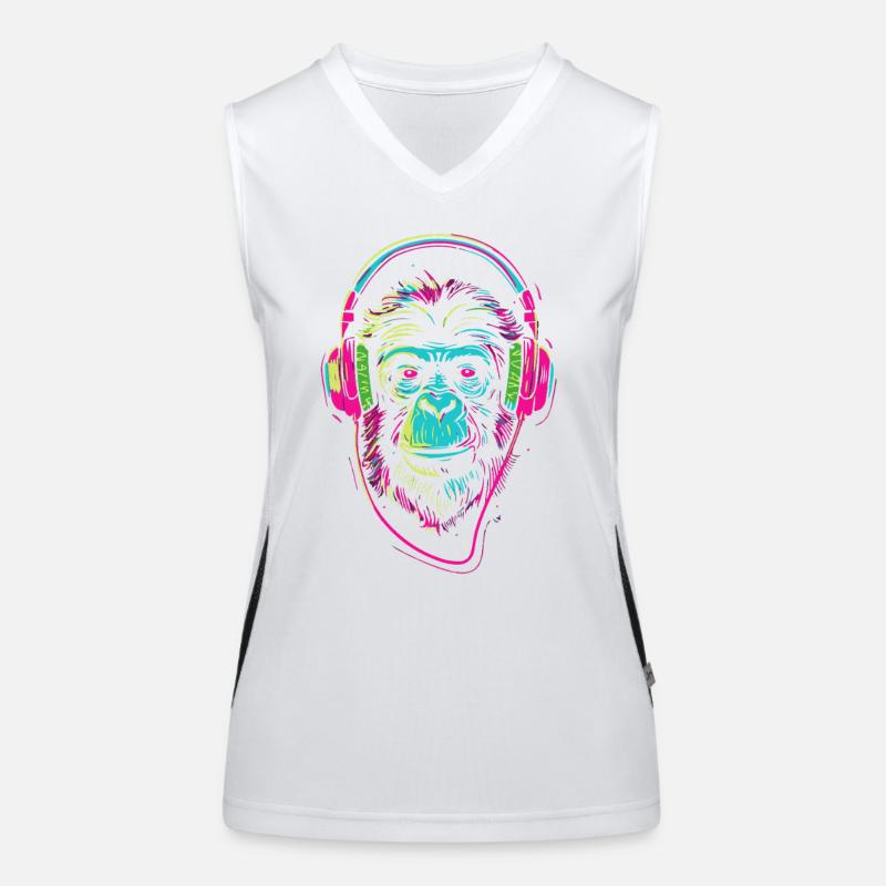 Neonaffe mit Kopfhörer Funktionelles Kontrast-Tank Top für Frauen