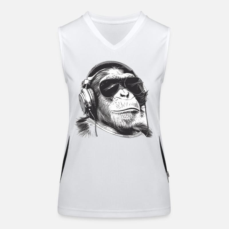 Monkey DJ with headphones Women's Functional Contrast Tank Top