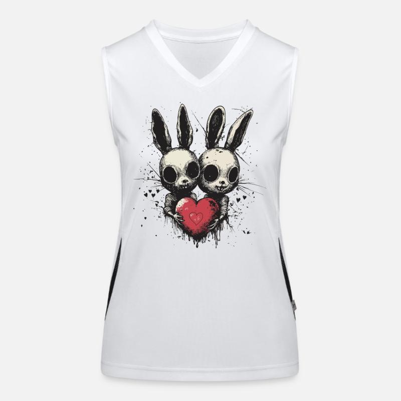 Gothic Easter Bunny Love – Zwei Hasen mit Herz Funktionelles Kontrast-Tank Top für Frauen