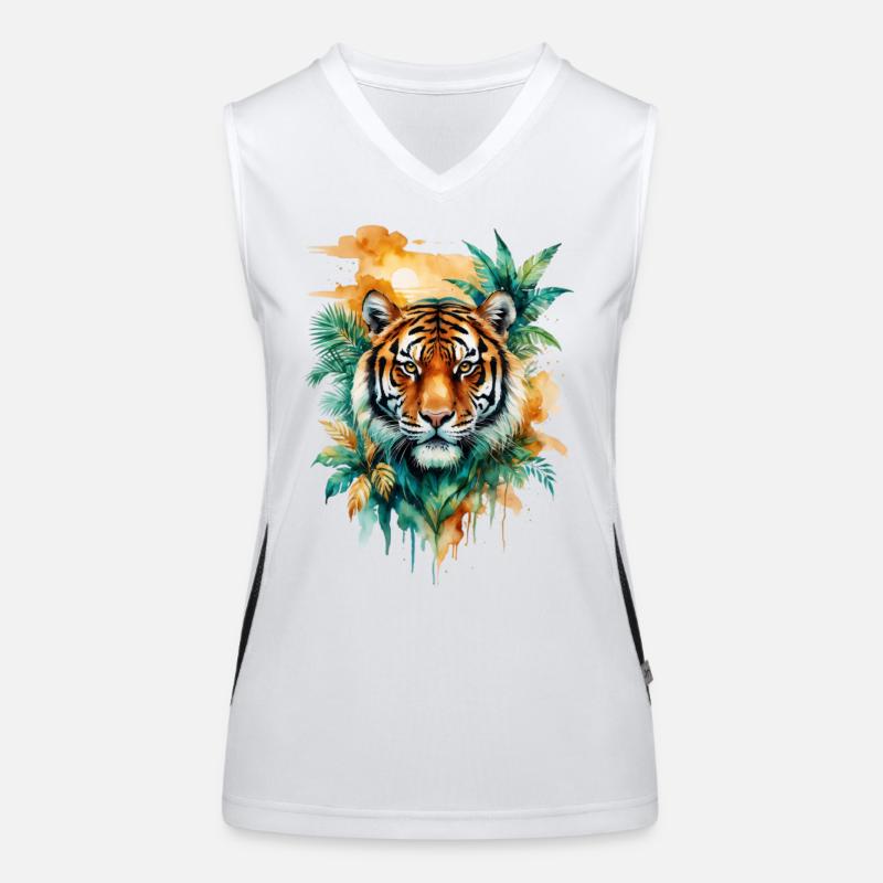 Wasserfarbener Tiger im Dschungel Funktionelles Kontrast-Tank Top für Frauen