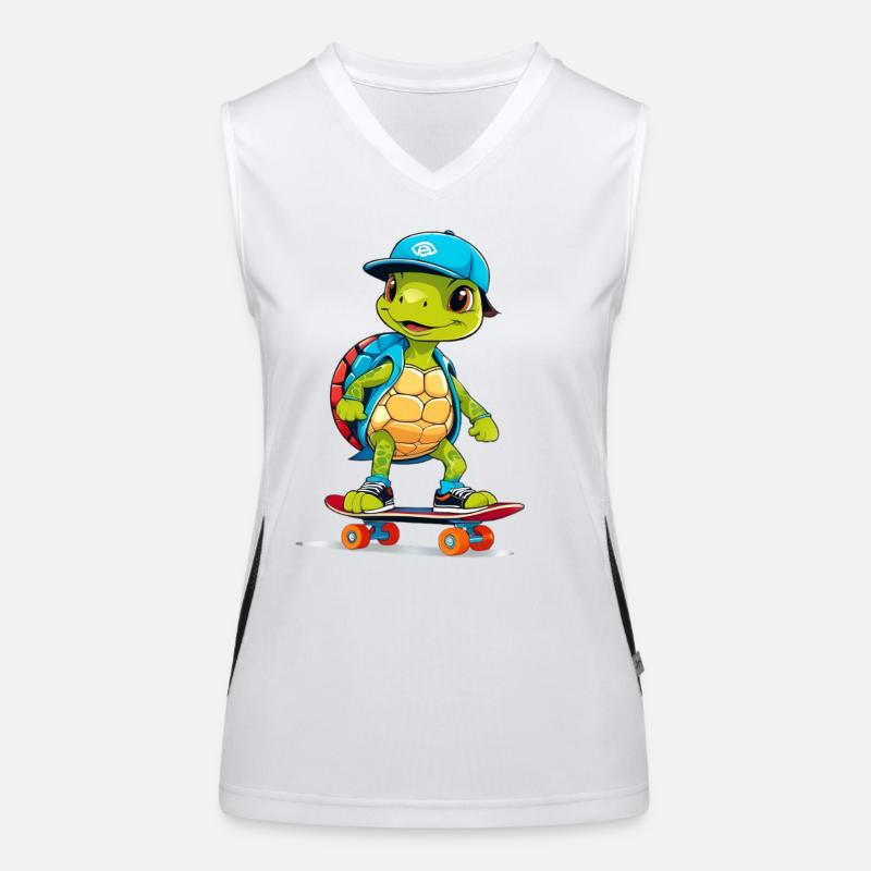 Schildkröte Skateboardheld Funktionelles Kontrast-Tank Top für Frauen