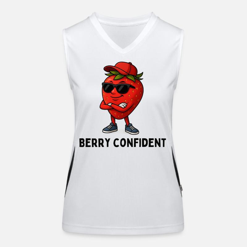 Erdbeere Selbstbewusst Karikatur  Funktionelles Kontrast-Tank Top für Frauen